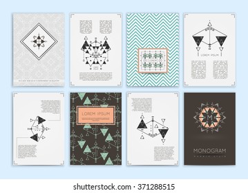 Cute Collection of Templates and modern creative cards. Hipster textures and shapes. Retro patterns for Posters, Flyers and Banner Designs.