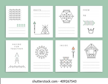 Cute Collection of Templates and modern creative cards. Hipster textures and shapes. Retro patterns for Posters, Flyers and Banner Designs.