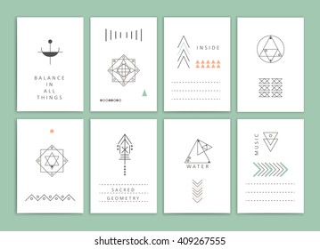 Cute Collection of Templates and modern creative cards. Hipster textures and shapes. Retro patterns for Posters, Flyers and Banner Designs.