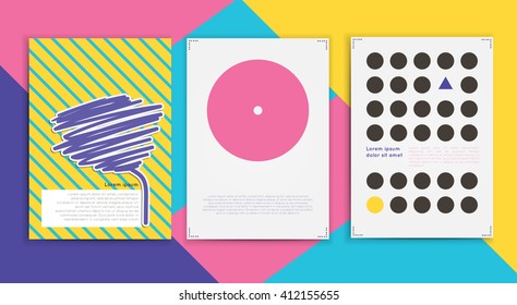 Cute Collection of Templates and modern creative cards. Hipster textures and shapes. Retro patterns for Posters, Flyers and Banner Designs.