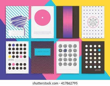 Cute Collection of Templates and modern creative cards. Hipster textures and shapes. Retro patterns for Posters, Flyers and Banner Designs.