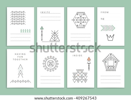 Cute Collection of Templates and modern creative cards. Hipster textures and shapes. Retro patterns for Posters, Flyers and Banner Designs.