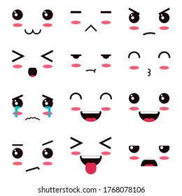 Cute collection of vector expression, good used as stickers and icons. Vector