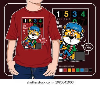 cute college days, vector animal cartoon illustration design graphic