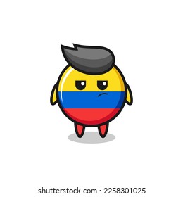 cute colombia flag badge character with suspicious expression , cute style design for t shirt, sticker, logo element