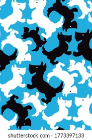 Cute color abstract hand drawn doodle pattern background with pets.