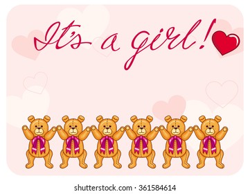 Cute color background with Teddy Bears and originally drawn artistic text