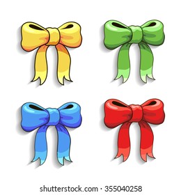 Cute  color bow set, isolated on white, vector