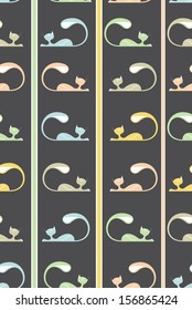 Cute color cats pattern. Vector illustration