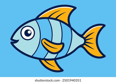 "Cute color fish vector illustration, cartoon clipart and line art design, perfect for digital and print use."






