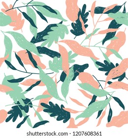 cute color leaves seamless pattern