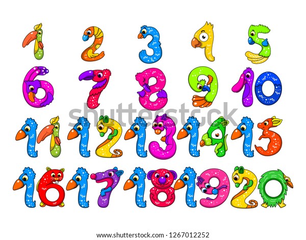 Cute Color Number Sets Childrens Cartoon Stock Vector (Royalty Free ...
