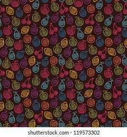 Cute color pattern with stylized fruits. Vector illustration