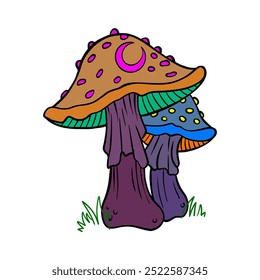 Cute color poisonous mushroom illustration