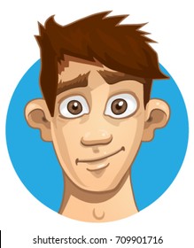 Cute color vector illustration of guy face. Vector illustration in cartoon style