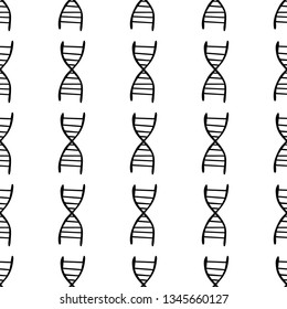 Cute color vector seamless pattern. Black, white dna icon isolated on background. Unique abstract texture for cards, wrapping paper, textile. Medicine, chemistry, biology