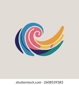 A cute color wave design clip art