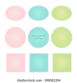 Cute colored background gradient  notes and text white frame. Empty speech phrase comic text cartoon balloon illustration. Comic empty background template. Comics book balloon
