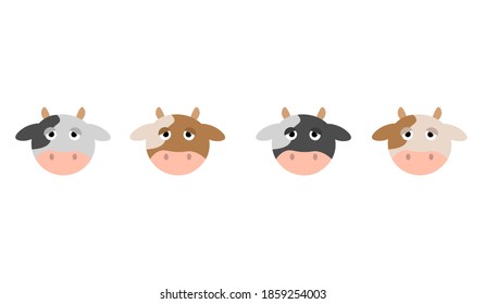 cute colored cows heads samples