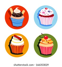 Cute colored cupcakes set 