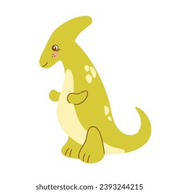 Cute colored dinosaur doodle. Vector illustration in cartoon style isolated on white background.