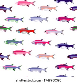 Cute Colored Fish Kids Pattern Seamless
