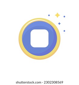 Cute colored game button "stop" on white background