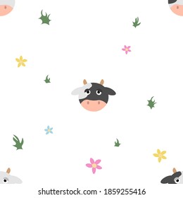 cute colored heads cows pattern