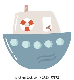 Cute colored kid boat, vector illustration.
