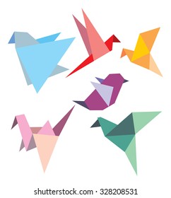 Cute colored origami bird