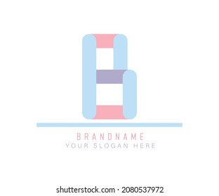 cute Colored pastel Capital Letter B Alphabet. cute pastel alphabet B for Title, Header, Letters and Logo.  Letter B cute logo