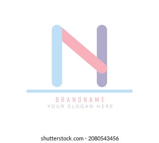 cute Colored pastel Capital Letter N Alphabet. cute pastel alphabet N for Title, Header, Letters and Logo. Letter N cute Logo
