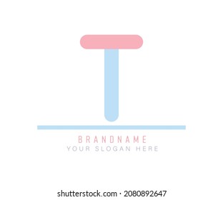 cute Colored pastel Capital Letter T Alphabet. cute pastel alphabet T for Title, Header, Letters and Logo. Letter T cute Logo