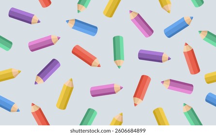 Cute colored pencils pattern background vector design