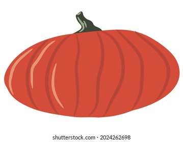 Cute colored pumpkin, unusual pumpkin, single illustration on an isolated white background, autumn pumpkin, autumn vegetable. Cartoon illustration, modern design. Halloween pumpkin. Vector, Print
