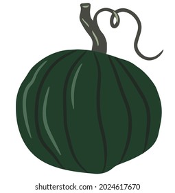Cute colored pumpkin, unusual pumpkin, single illustration on an isolated white background, autumn pumpkin, autumn vegetable. Cartoon illustration, modern design. Halloween pumpkin. Vector, Print