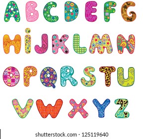 Cute Colored Textured Alphabet Letters Made Stock Vector (Royalty Free ...