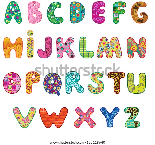 Cute Colored Textured Alphabet Letters Made Stock Vector (Royalty Free ...