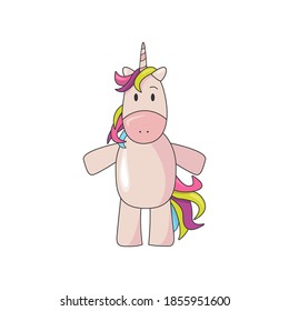 Cute colored unicorn isolated on white background. Vector illustration
