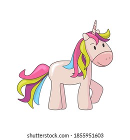 Cute colored unicorn isolated on white background. Vector illustration