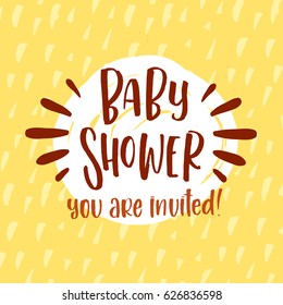 Cute colored vector invitation for a wonderful event. Concept handwritten calligraphy  "Baby Shower" 