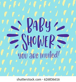 Cute colored vector invitation for a wonderful event. Concept handwritten calligraphy  "Baby Shower" 