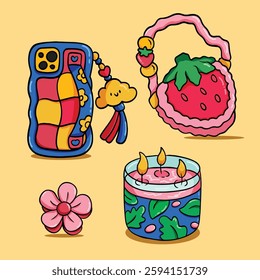 CUTE AND COLORFUL ACCESSORIES ILLUSTRATION