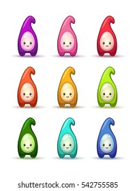 Cute colorful aliens collection. Vector monsters icons set. Isolated elements on white background