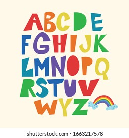 cute colorful alphabet for children, learning letters for little ones,rainbow 