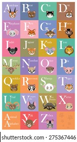 Cute and colorful animal alphabet