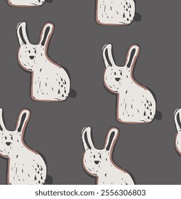 Cute colorful animals sea lion, rabbit, deer, fox, tree, polar bear, ice, ice age, animals, funny seamless print pattern graphic tee design for kids market as vector 