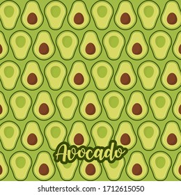 Cute and colorful avocado pattern. A seamless vector background. This is a simple vector illustration with harmonious blend of retro and modern styles. Eps10 vector.