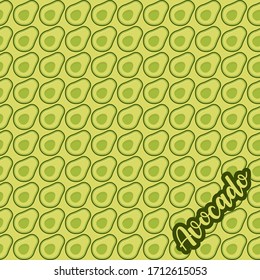 Cute and colorful avocado pattern. A seamless vector background. This is a simple vector illustration with harmonious blend of retro and modern styles. Eps10 vector.