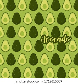 Típico y colorido patrón de aguacate. Fondo vectorial sin fisuras. Esta es una simple ilustración vectorial con armoniosa mezcla de estilos retro y moderno. Vector Eps10.